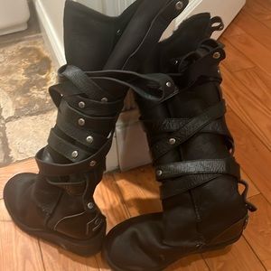 Over the knee, lace up winter boot , size 6